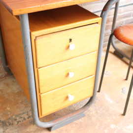 Vintage industrieel bureau hout