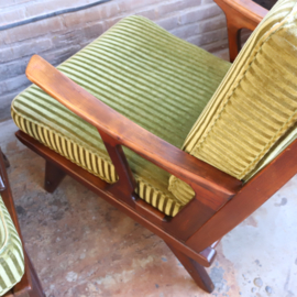 Set vintage fauteuils jaren 60 groen velours