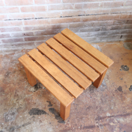 Vintage latten eiken salontafel bijzzettafel