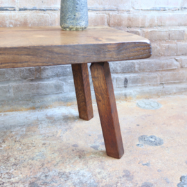 Vintage brutalist bijzettafel  salontafel eiken hout