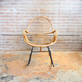 Vintage rotan schommelstoel rohe