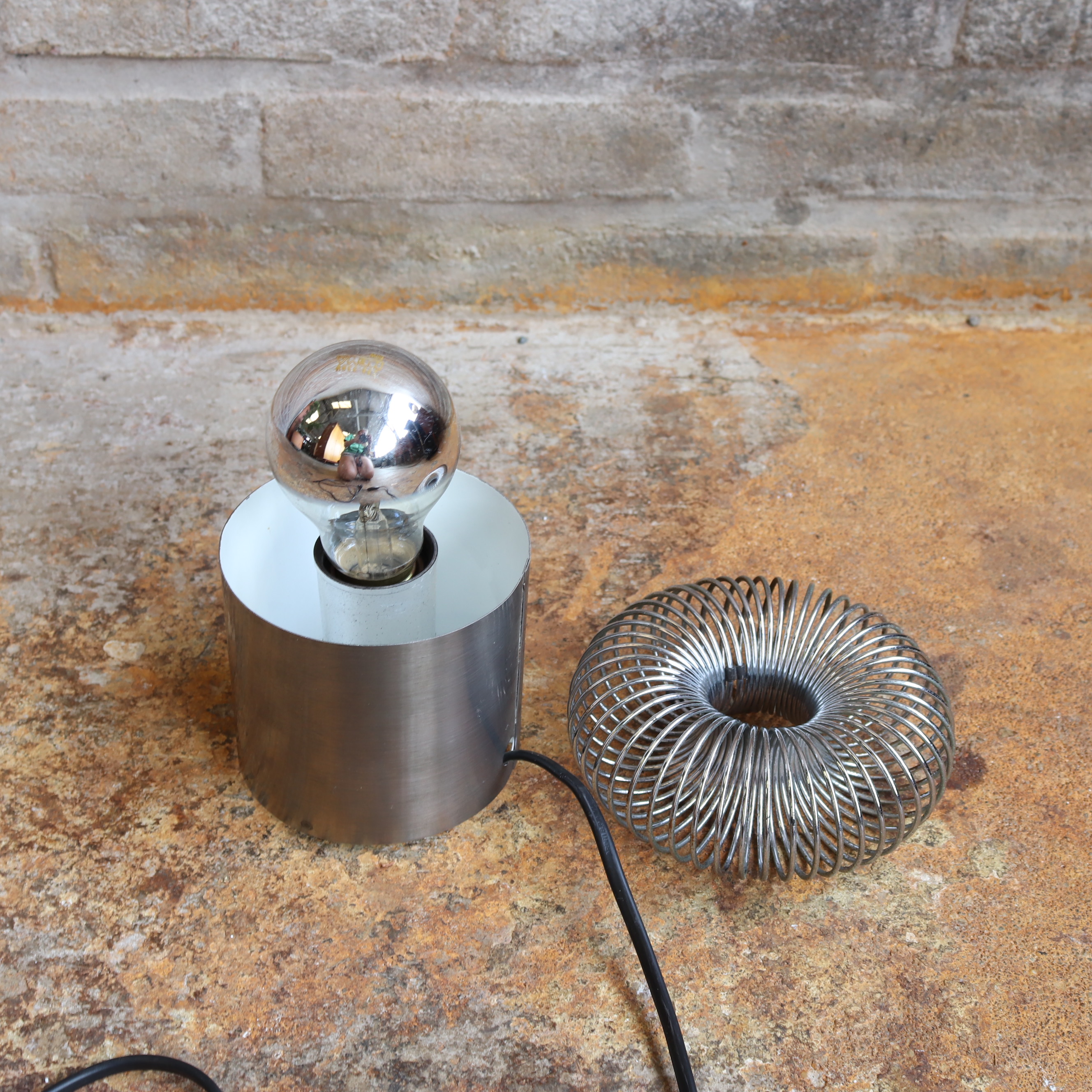 Philippe Rogier 70s design lamp rvs spiraal