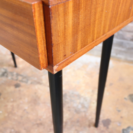 Vintage kaptafel teak wit jaren 70 zwart