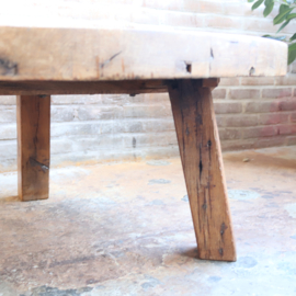 Vintage jaren 70 eik salontafel Brutalist Wabi-Sabi rond