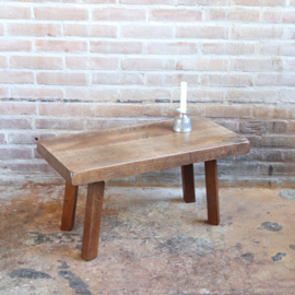 Vintage brutalist bijzettafel  salontafel eiken hout