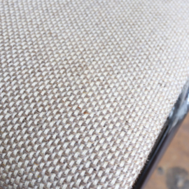Vintage buisframe stoel wit grijs gewoven armleuningen
