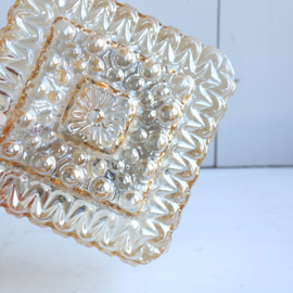 Vintage jaren 70 plafondlamp bubbel glas vierkant geel