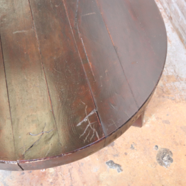 Vintage jaren 70 eik salontafel Brutalist Wabi-Sabi rond
