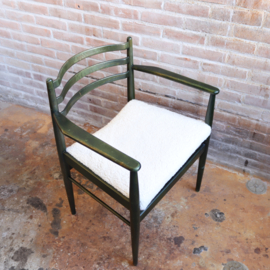 Vintage stoel armleuning groen hout wol