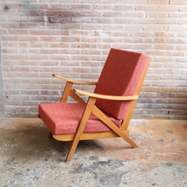 Vintage fauteuil jaren 60 oranje rood