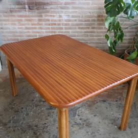 Vintage eettafel rotan 70s ribbel