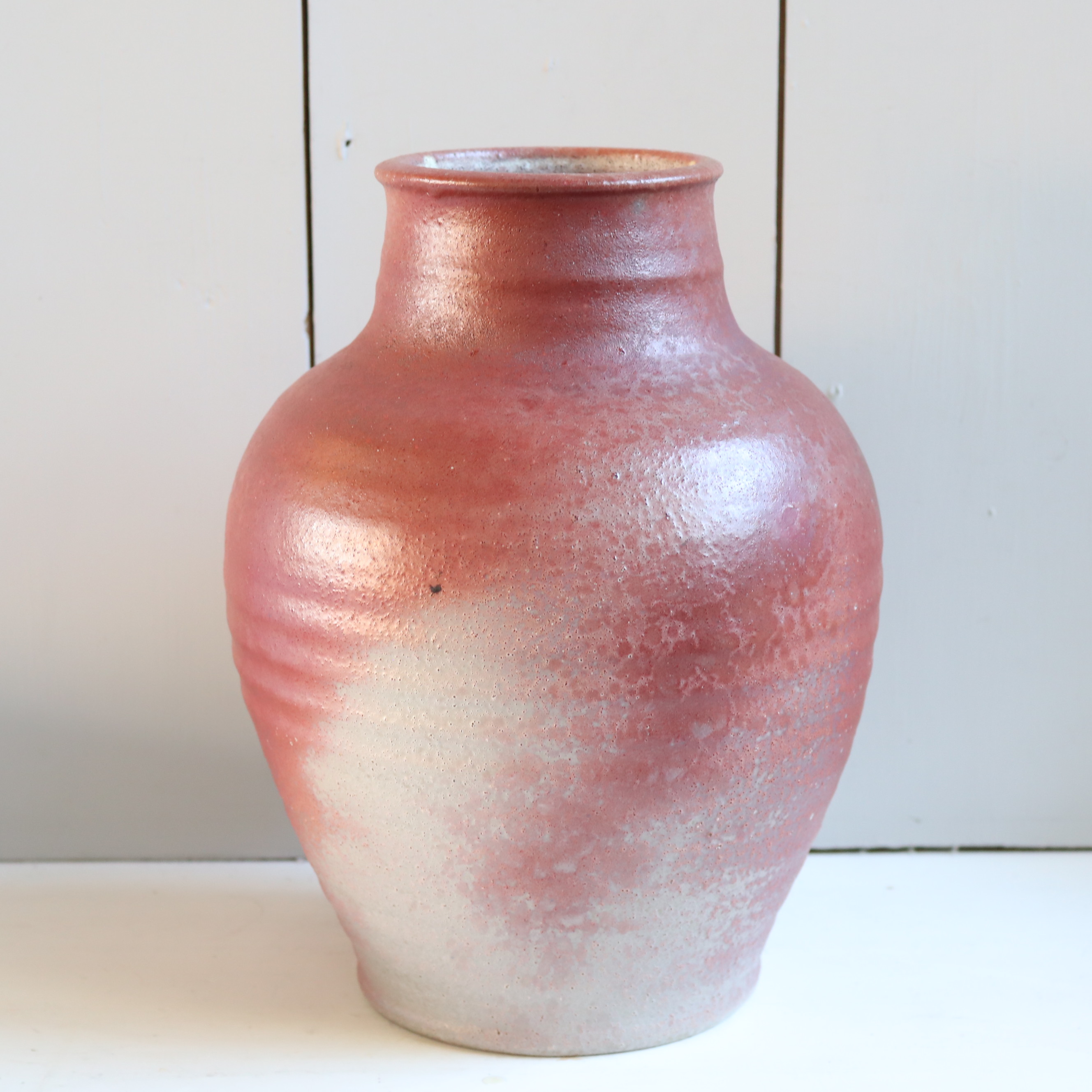 Vintage vaas donker roze/ grijs