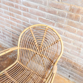 Vintage rotan fauteuil blad vorm