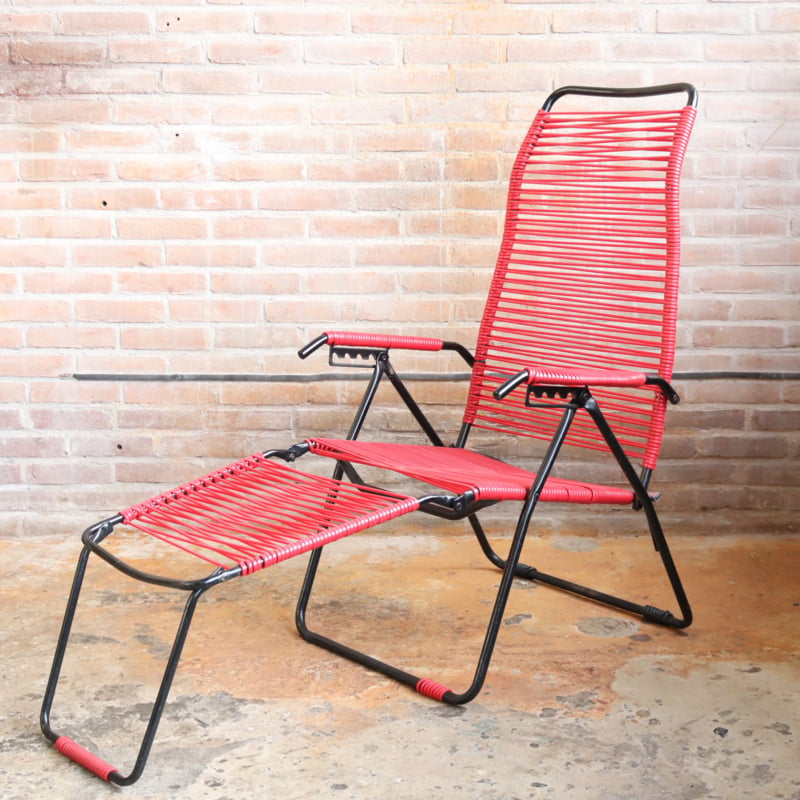 Vrijwel Banyan betaling Vintage retro tuinstoel draden zwart rood | fauteuils & stoelen | Meutt  vintage & interior - webshop voor vintage interieur producten