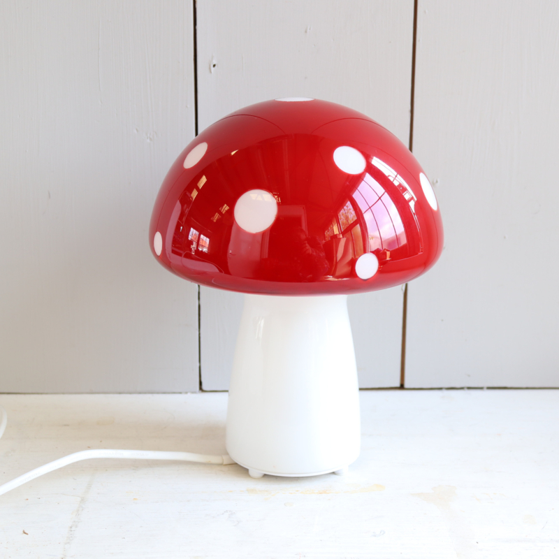 Glazen Paddestoellamp Nachtlampje Vintage - Dimbaar Gestreept Paddenstoellicht USB