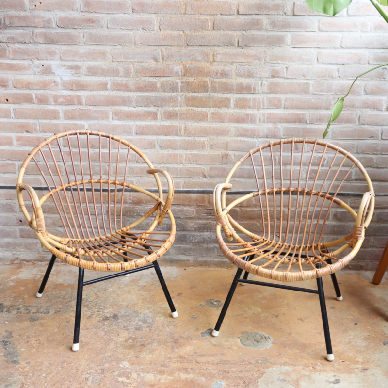 vintage rotan stoel metaal | verkocht | Meutt vintage & interior webshop voor interieur producten