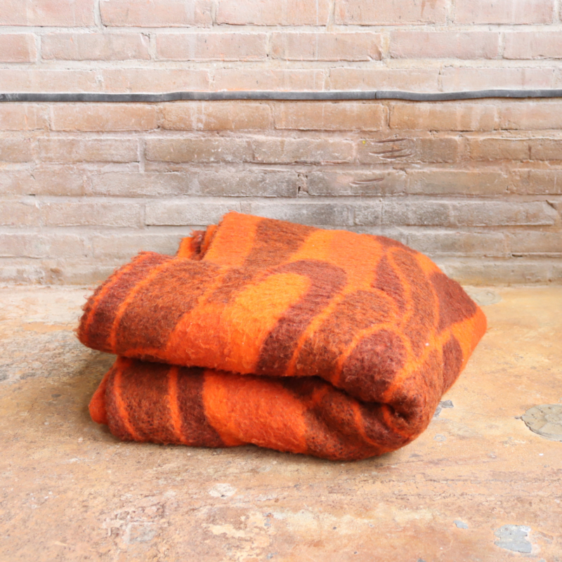 Vintage wollen deken oranje patroon groot | vloerkleden & kussens | Meutt vintage interior - webshop voor vintage interieur producten