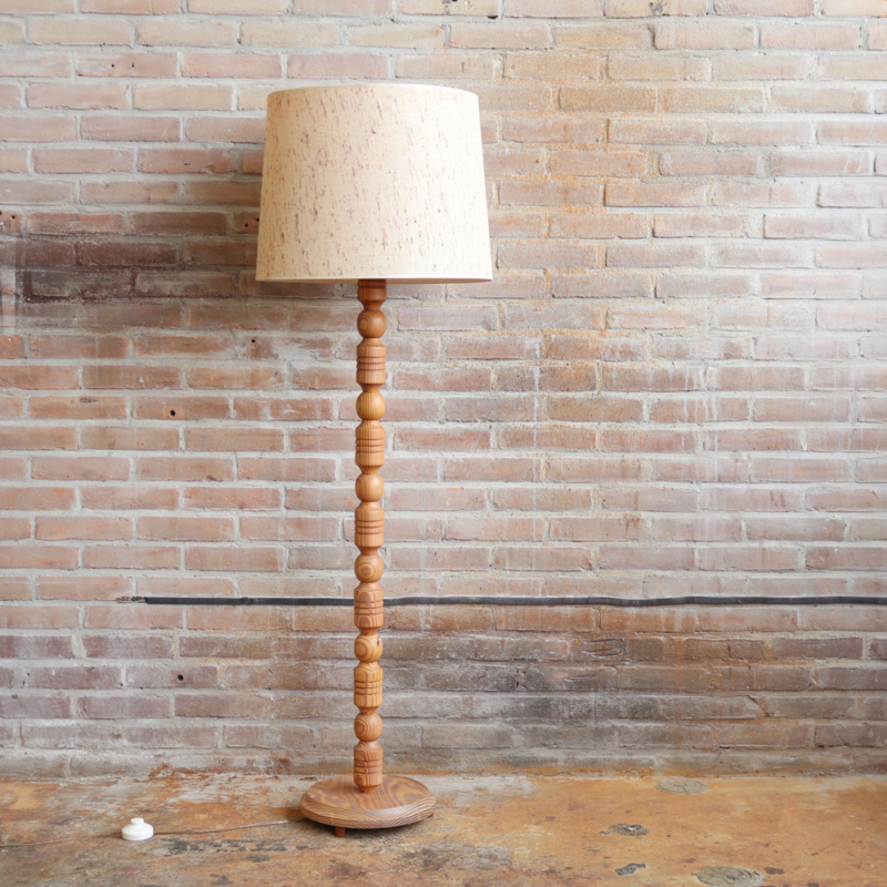 Vintage staande lamp hout wit
