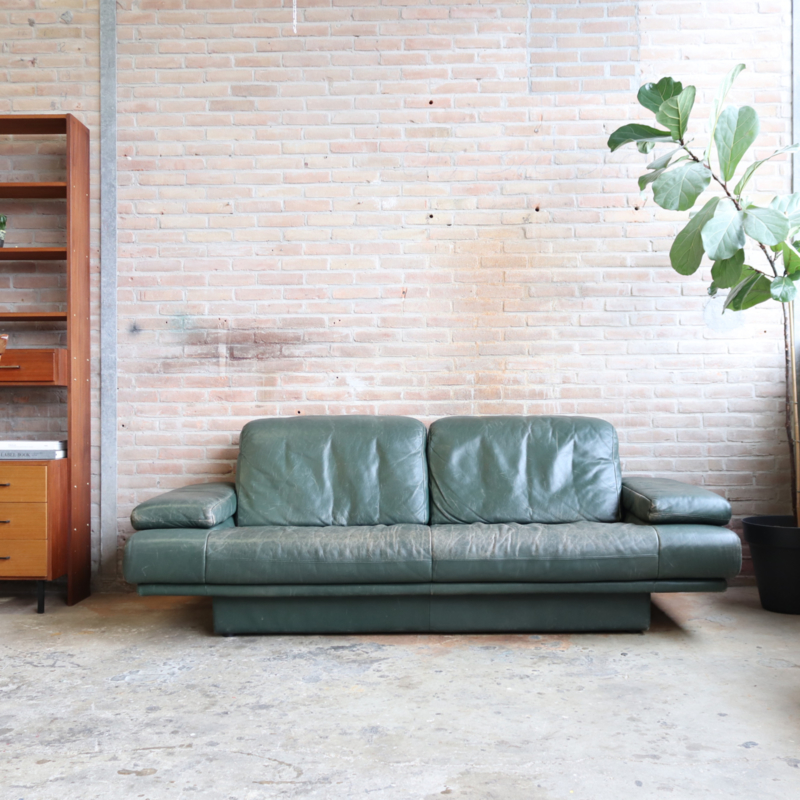 Vintage leren bank groen jaren 70 80 | fauteuils & stoelen | Meutt vintage & - webshop voor vintage interieur producten