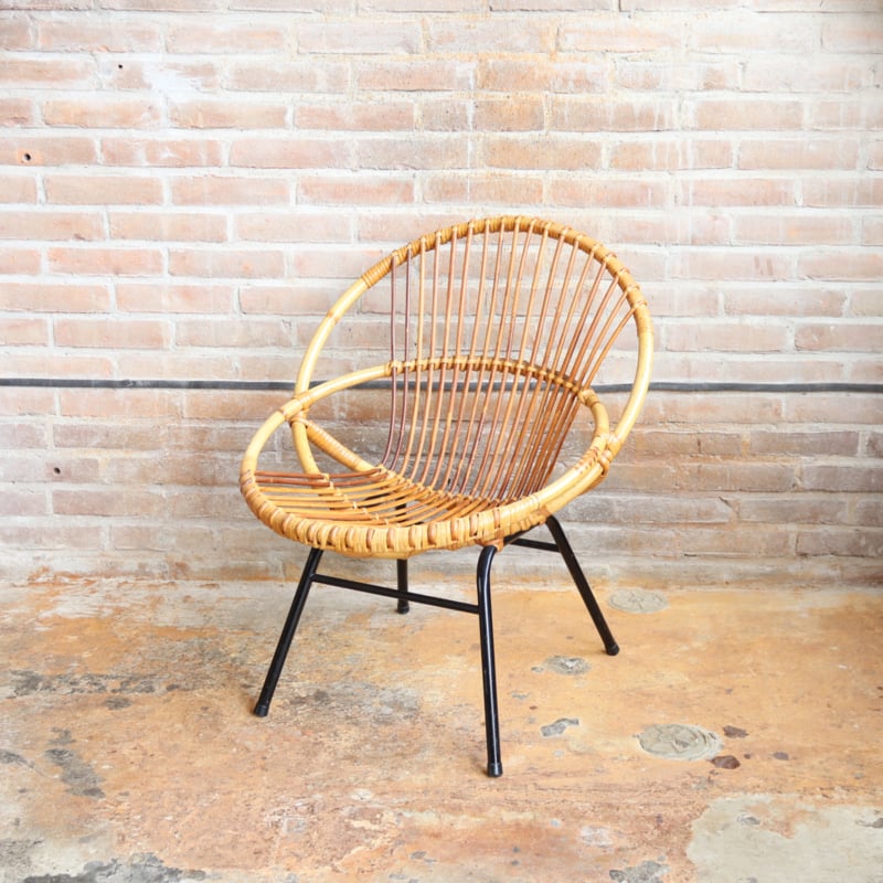 Vintage rotan stoel metaal | fauteuils & stoelen | Meutt vintage & interior - voor vintage interieur producten