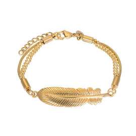 Bracelet feather goud