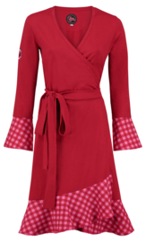 Tante Betsy Dress Ruffle Wrap Chekkies Red