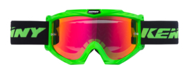 Kenny Track Goggle Neon Green with Red Mirror Lens