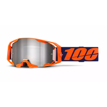 100% Armatic Goggle Neon Orange Silver Flash Lens