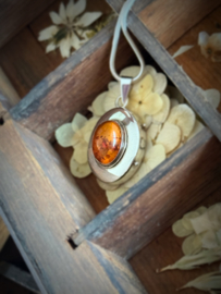 Vintage medaillon met Amber steen