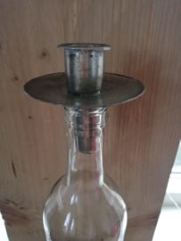 Kaarsenhouder fles zilver strak