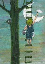 A5 Art Print | Painting a Full Moon