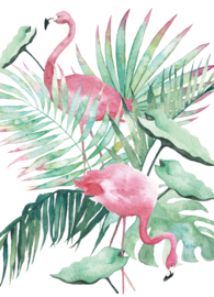 A5 Art Print | Flamingo Leaves