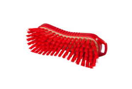 129151013-3 - Polyester handborstel vezels in hars gegoten kleurcode HACCP 210 mm x 70 mm hard rood 95063