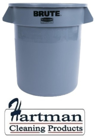 L639 - Rubbermaid ronde afvalcontainer Grijs 37 liter container afmeting: 43,5(h)x39,7(Ø)cm
