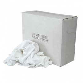 P25210  - Witte tricot poetslappen met een gekleurd randje 10KG