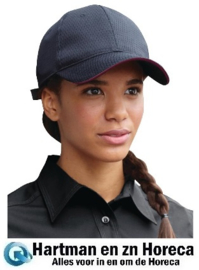A943 - Chef Works Cool Vent baseball cap zwart en bordeaux