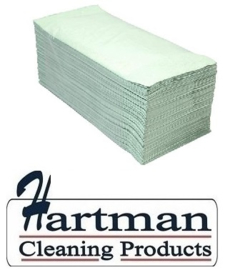 P50786 - Euro papieren groene handdoekjes recycled papier 1-laags Z-vouw 23x25cm groen, colli 5000 stuks