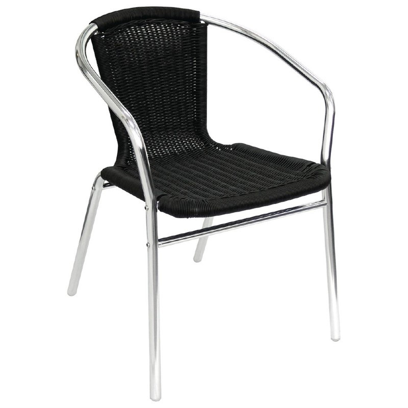 Stapelbare stoel met zwarte rotan zitting - per 4 stuks