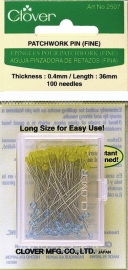Patchwork Spelden: Extra Fijn - 100 stuks - 0,40 x 36 mm (Clover 2507)
