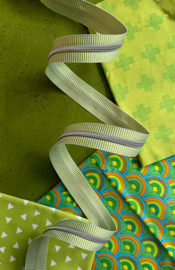 Sassafras Lane Designs - Zipper by the Yard - Lime/White Stripe