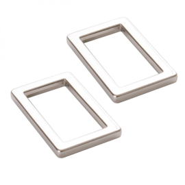 HAR1-RR-N-TWO - 1" Rectangle Rings Nickel - Purse Parts By Annie