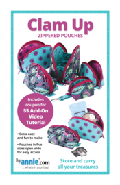 Patroon: 'Clam Up' -Zippered Pouches - by Annie - PBA275