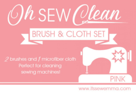 Oh Sew Clean - PINK - Set met 2 Borstels & Poetsdoekje voor uw Naaimachine