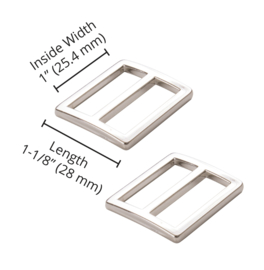 HAR1-SL-N-TWO - 1" Wide-Mouth Sliders Nickel - Purse Parts By Annie