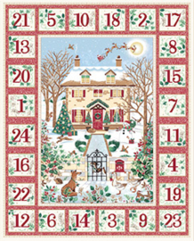 PANEL: Country Christmas by Makower UK - Advent Red : MU-238-R