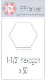 EPP- Iron-Ons 1½  inch hexagon- 50 stuks