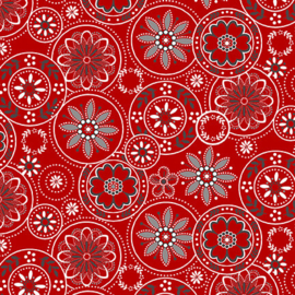 'Scarlet Stitches & White Linen' - Medallions Red - 2701-88