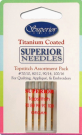 Superior Quilting Needles - Topstitch Assortment Pack - 70/10, 80/12, 90/14, 100/16