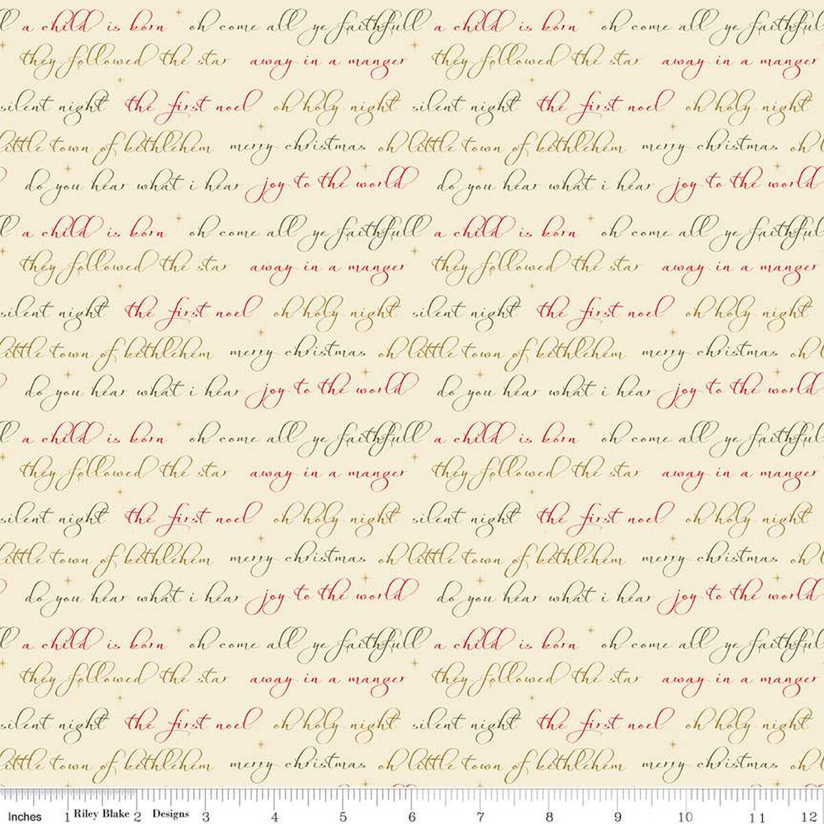 Riley Blake- Glisten by Sandy Gervais -16226 Eggnog Text
