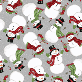 'Snow Merry' by Sarah Fults - Tossed Snowmen - 5689-98.GREY